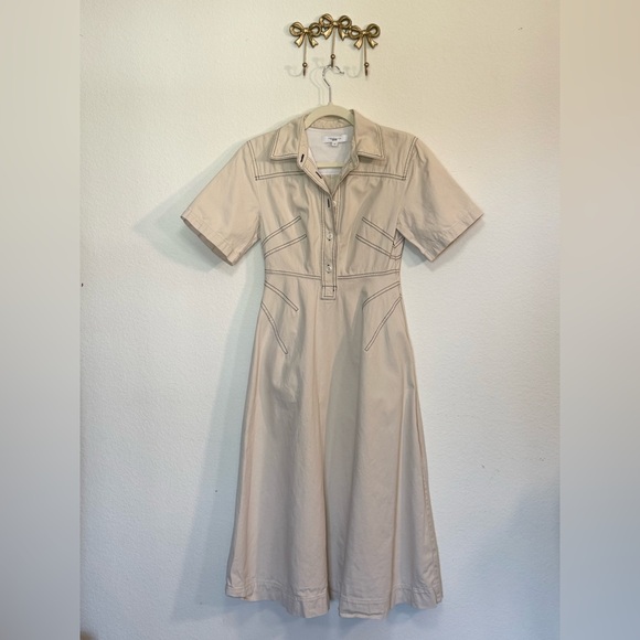 Rosetta Getty Bone Short Sleeve Cotton Shirtdress $360 - Size 2 - Picture 4 of 9